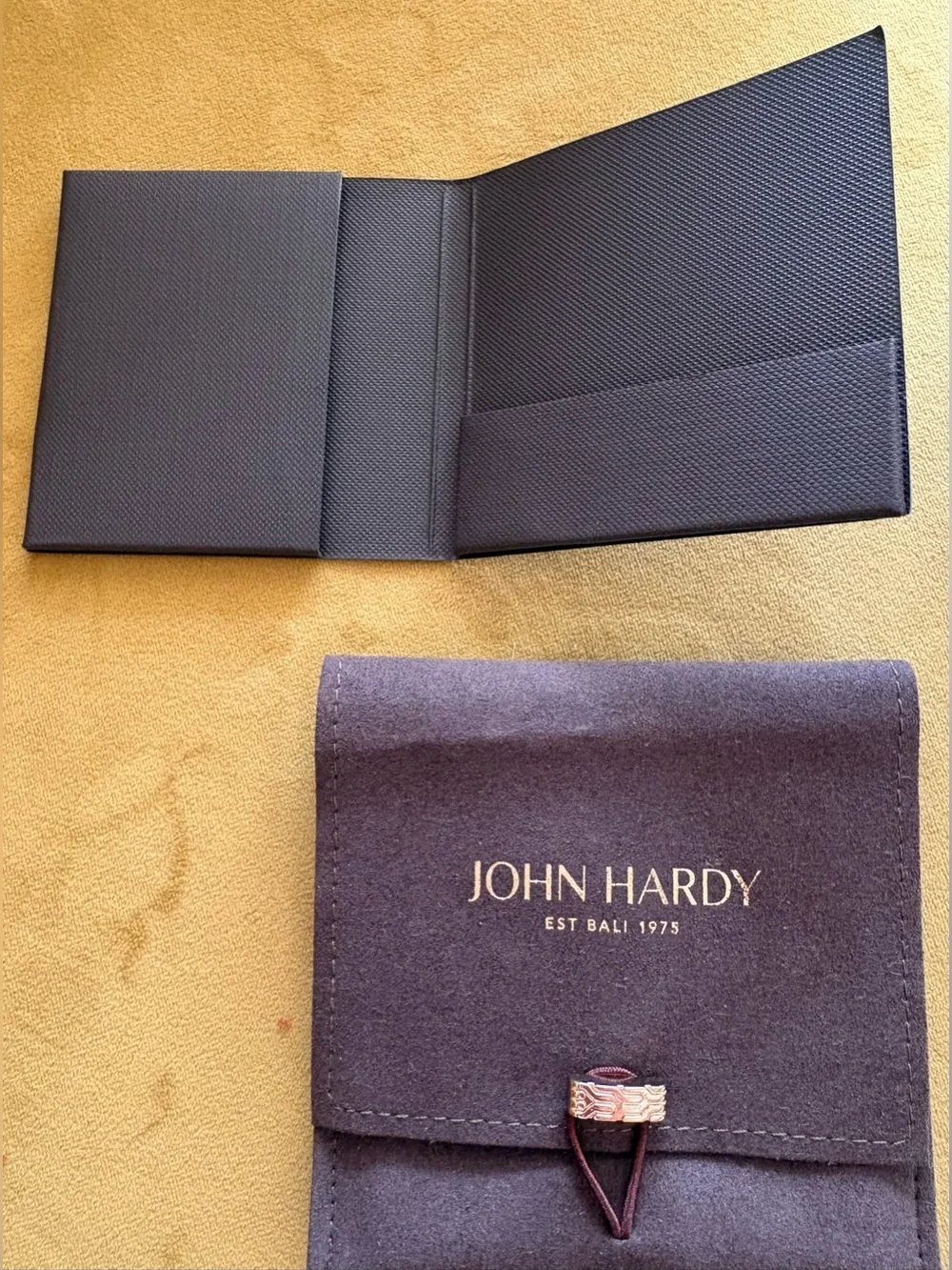 John Hardy Luxury Jewelry Gift Box Set with Travel Pouch, Cloth & Booklet